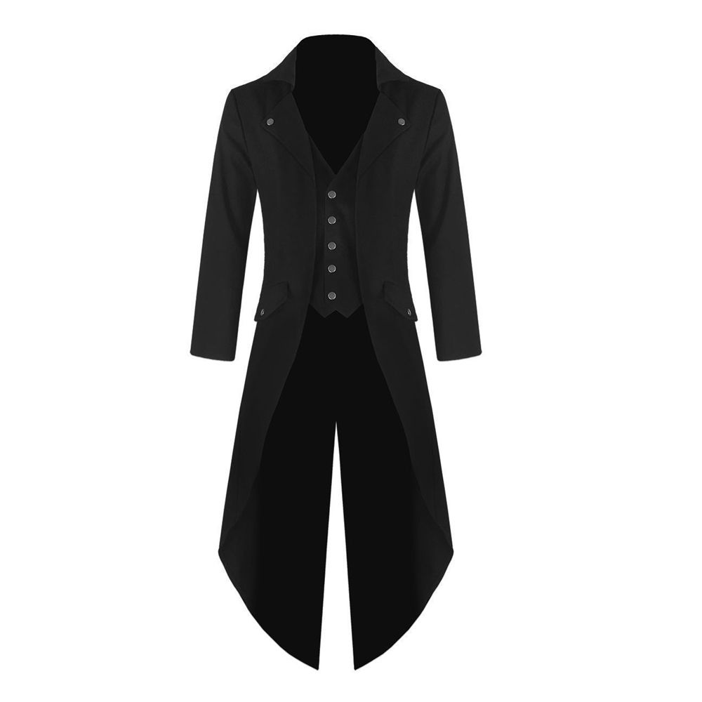 Mens Steampunk Tailcoat Jacket Black Gothic VTG Victorian Coat Best Quality 