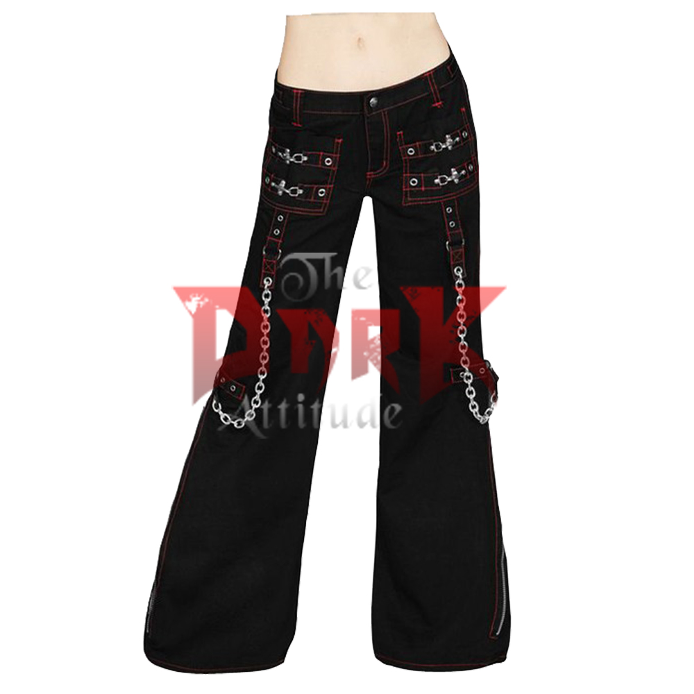 Women Punk Red Thread Trouser