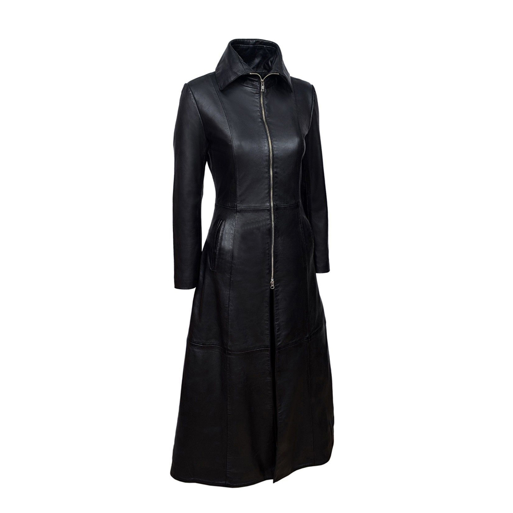 Women Vampire Black genuine leather Coat