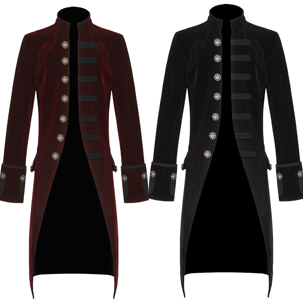 Mens Pentagramme Jacket Velvet Gothic Steampunk Victorian Frock Coat