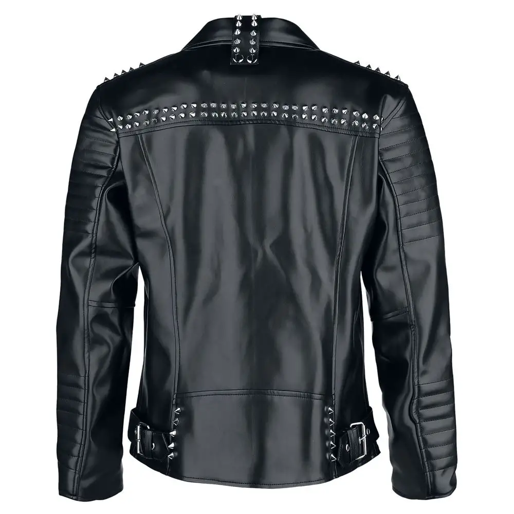 Men Black Leather Studded Biker Jacket | Men Gothic Jacket