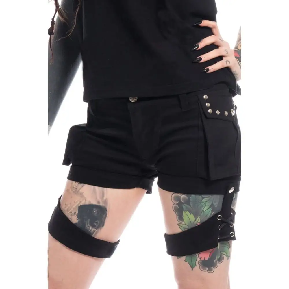Women Gothic Short Black Fetish Style Shorts For Women