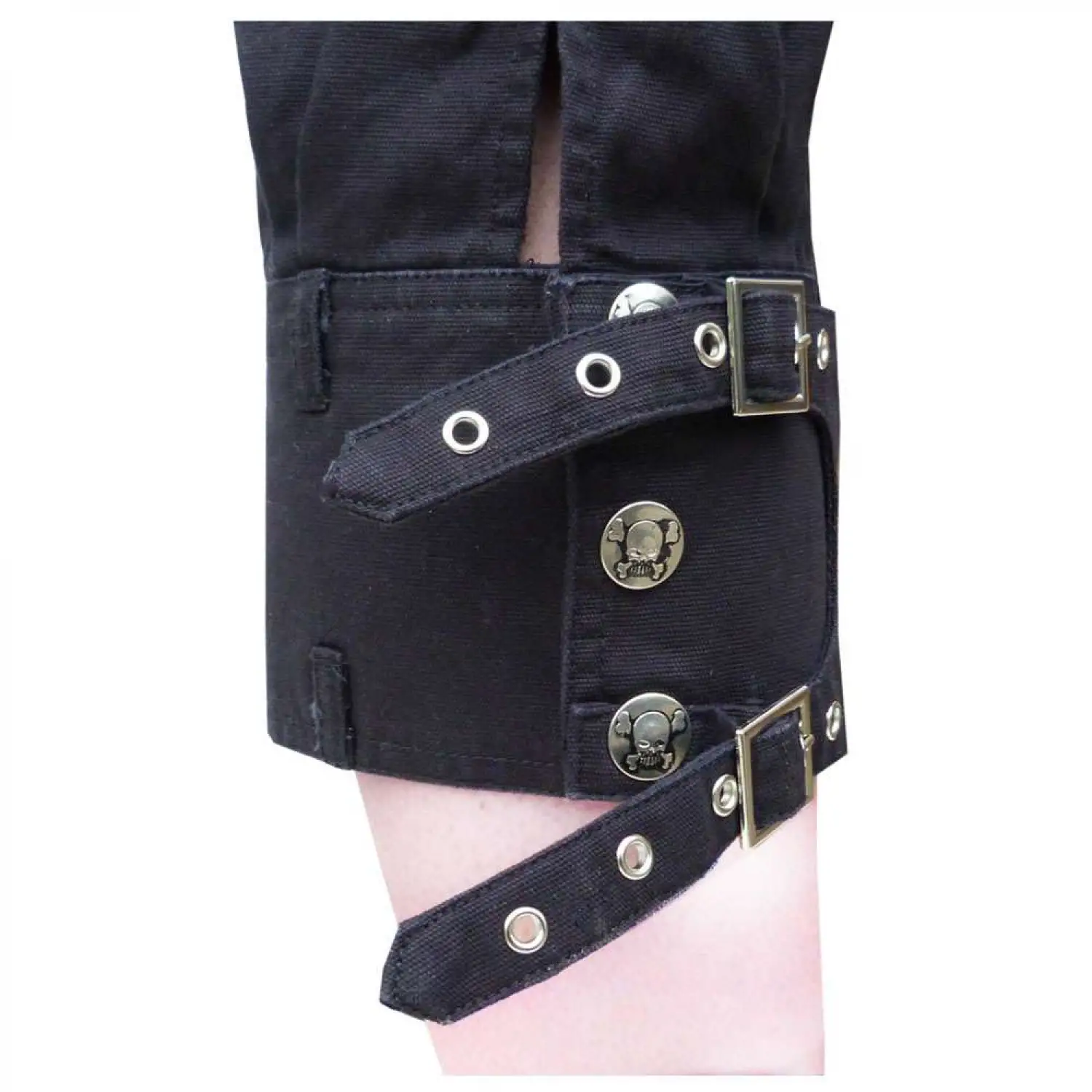 Black gothic unisex shorts with cargo pockets and D-ring straps
