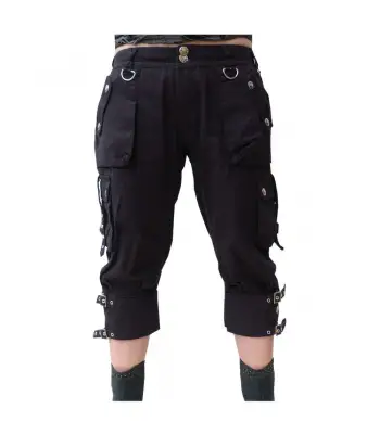 Unisex Gothic Black Shorts Women Goth Shorts