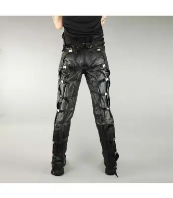 Men Gothic Black Leather Pant