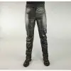Men Gothic Black Leather Pant | Punk Fetish Pant