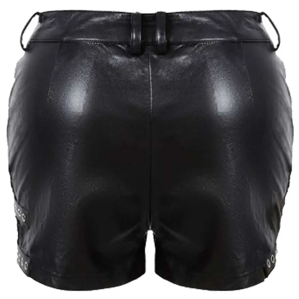 Black Gothic Punk PU Leather Short For Women