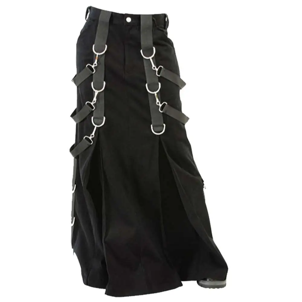 Gothic Clothing Belt Denim Black Kilt For Men
