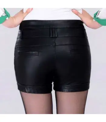New Hot Women Faux Leather Short High Waist Punk Gothic Short Pant