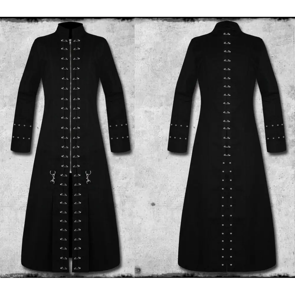 Gothic Vampire Buckle PinsHead Trench Goth Coat | Gothic Clothing
