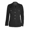 Men Black Cotton Army Jacket Gothic Military Officer Coat