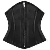 Gothic Underbust Black Leather Zipper Corset | Genuine Leather Women Corset Top
