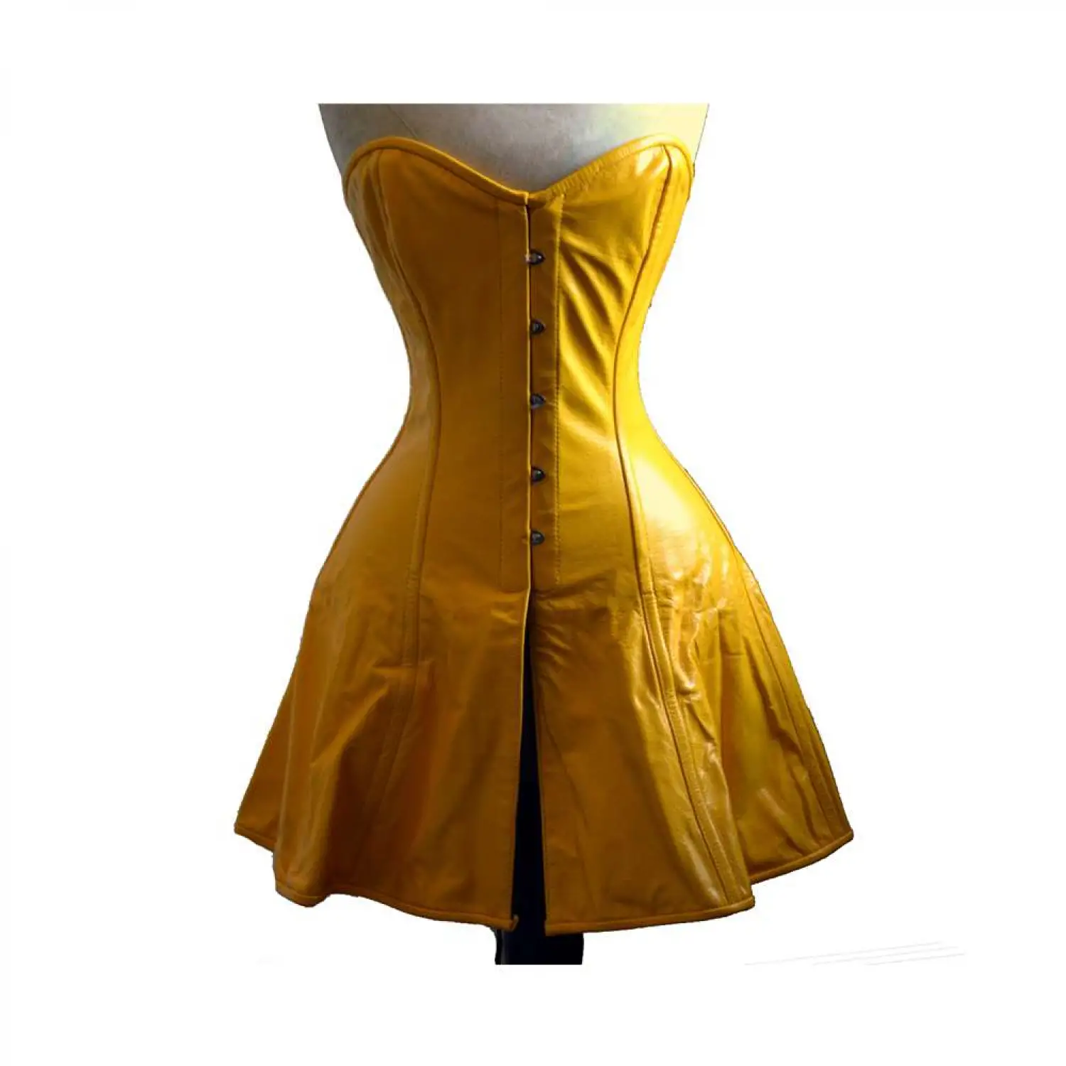 Long dress leather corset women