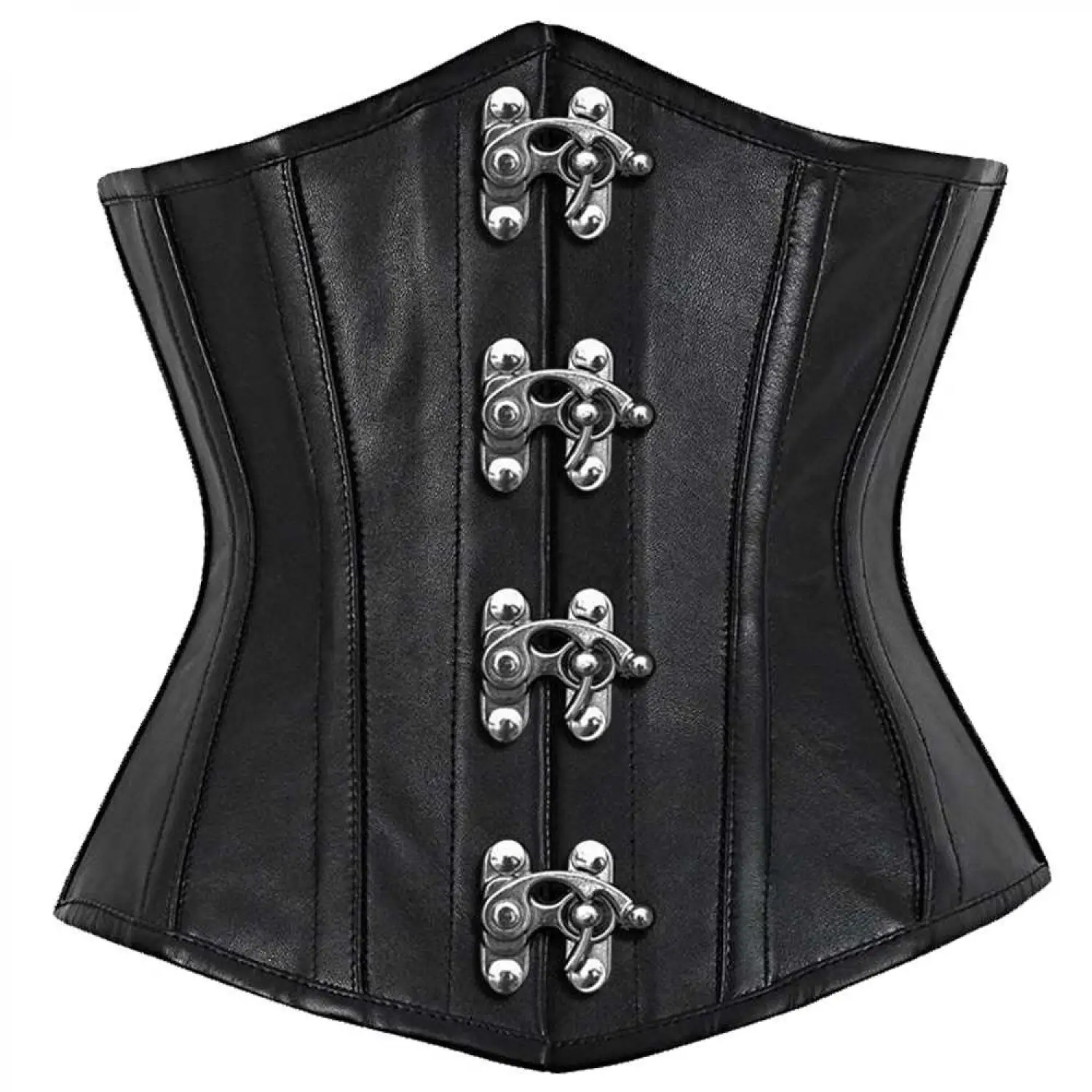 Underbust Steel Boned Leather Corset Women | Steampunk Black Leather Corset