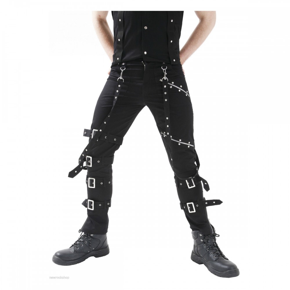 Buckle Straps Black Goth Pant | EMO Punk Rock Pant Mens