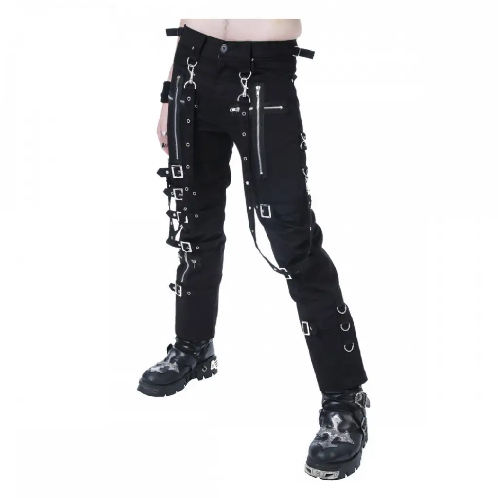 Men's Black Cyber Goth Punk Strap Pants