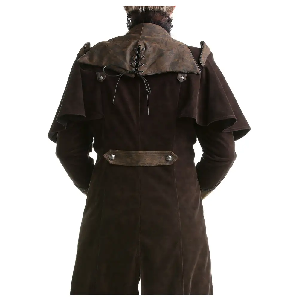 Steampunk Brown Velvet Full Length Coat Men's | VTG Regency Highwayman Long Velvet Coat