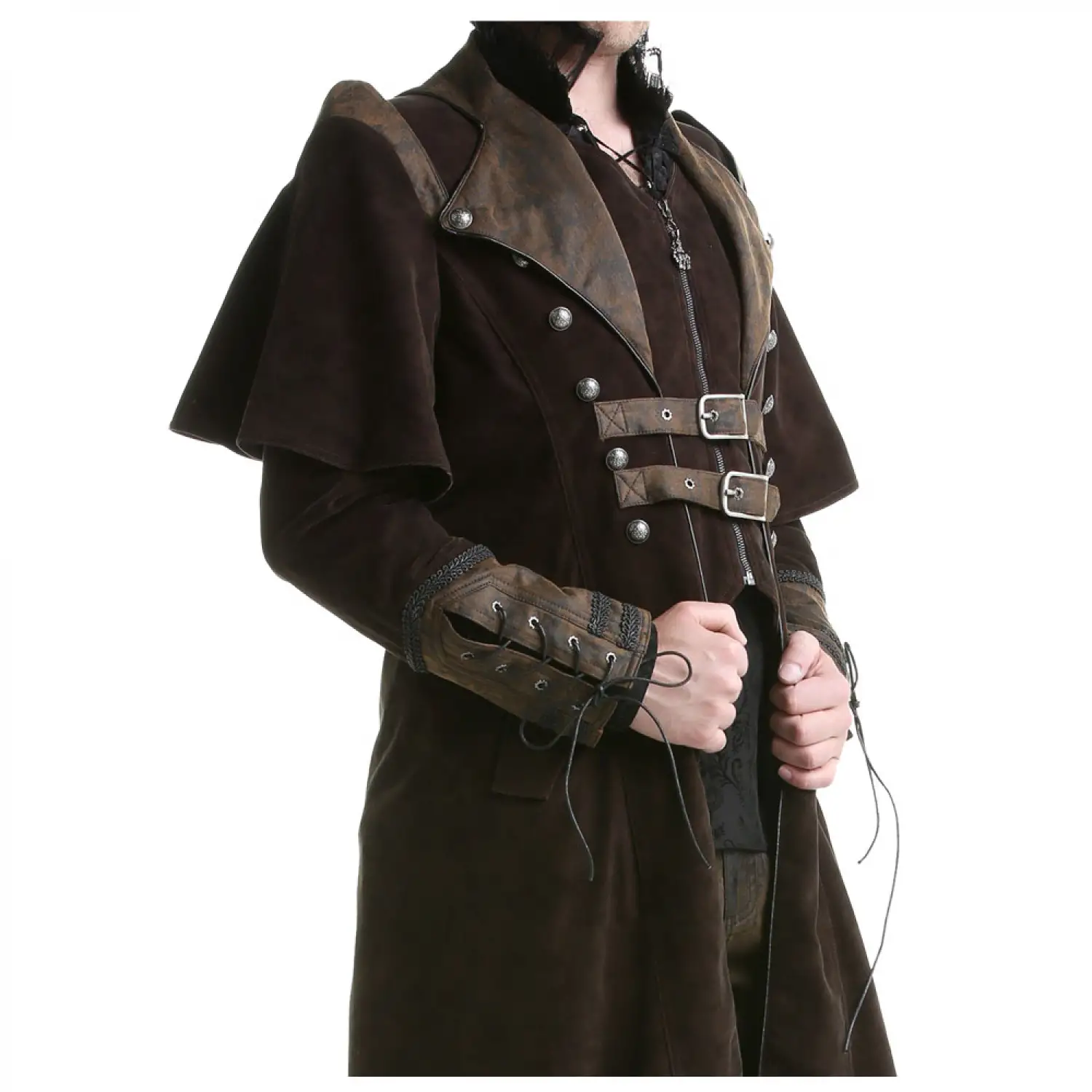 Steampunk Brown Velvet Full Length Coat Men's | VTG Regency Highwayman Long Velvet Coat Steampunk Brown Velvet Full Length Coat Men's | VTG Regency Highwayman Long Velvet Coat