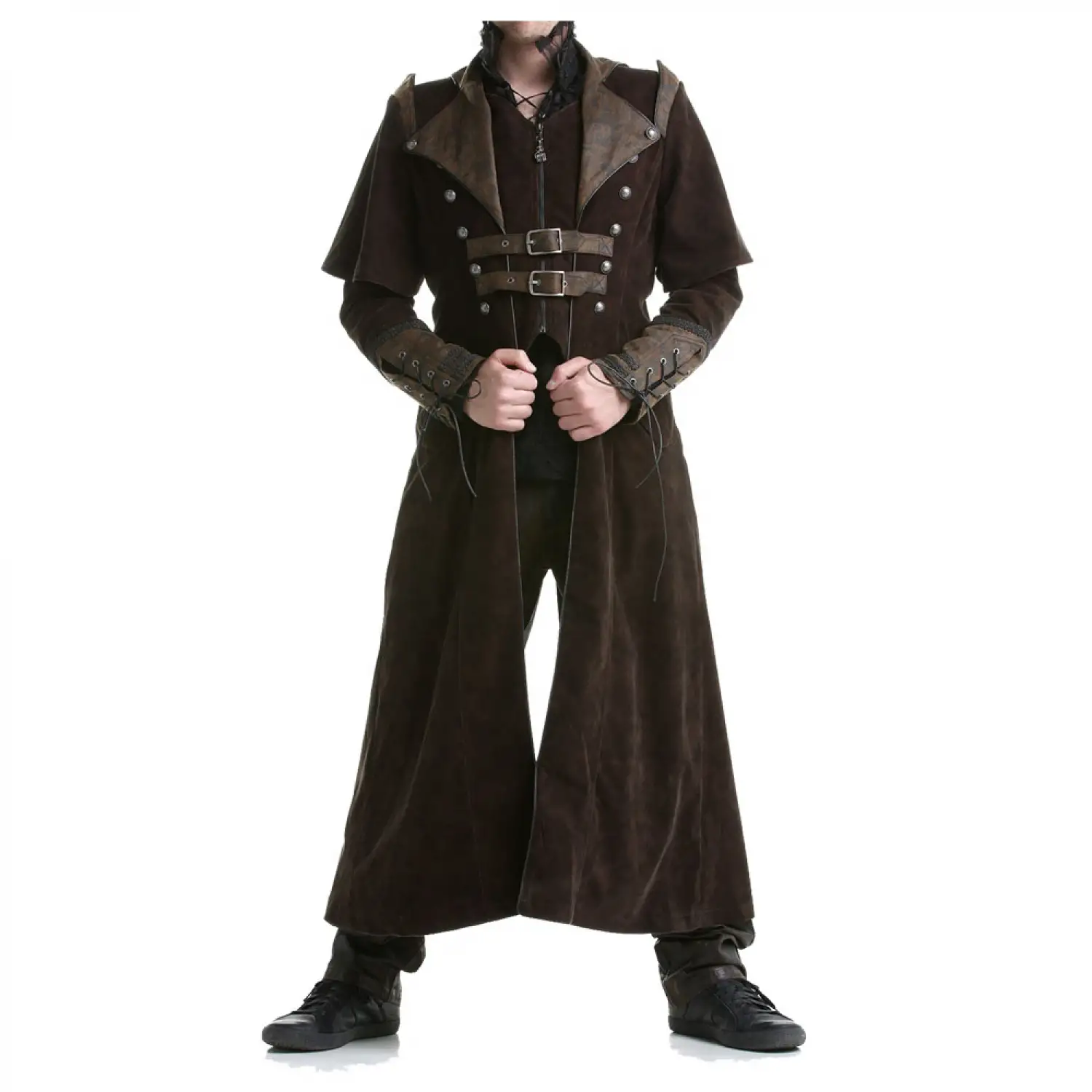 Steampunk Brown Velvet Full Length Coat Men's | VTG Regency Highwayman Long Velvet Coat Steampunk Brown Velvet Full Length Coat Men's | VTG Regency Highwayman Long Velvet Coat