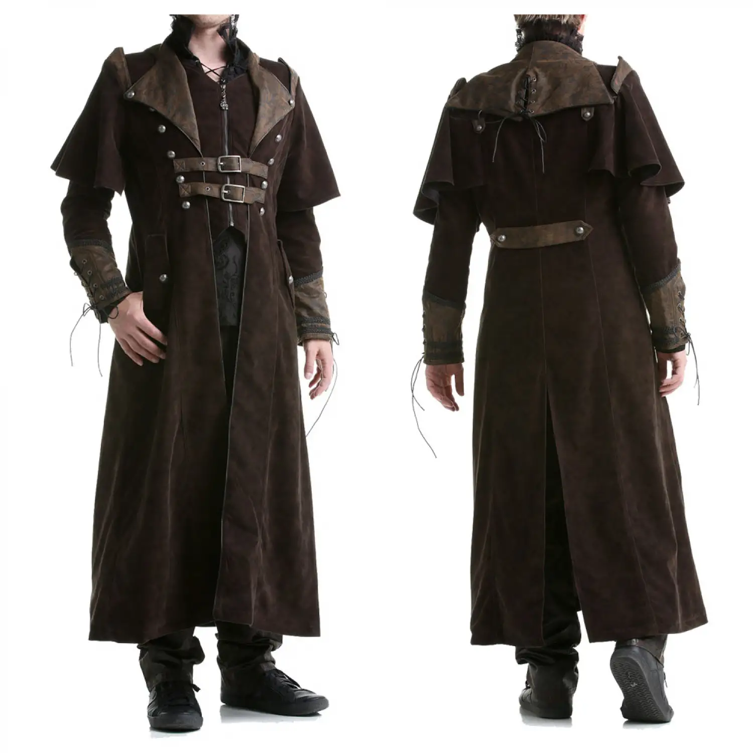 Steampunk Brown Velvet Full Length Coat Men's | VTG Regency Highwayman Long Velvet Coat Steampunk Brown Velvet Full Length Coat Men's | VTG Regency Highwayman Long Velvet Coat