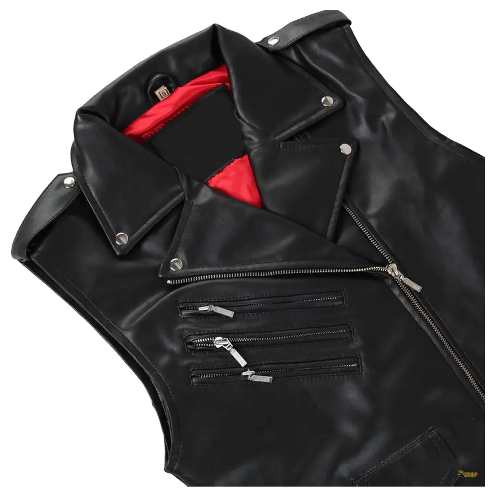 Men Brando Motorcycle Leather Vest | Punk Slim Fit Leather Vest