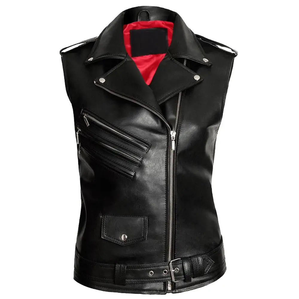 Men Brando Motorcycle Leather Vest | Punk Slim Fit Leather Vest