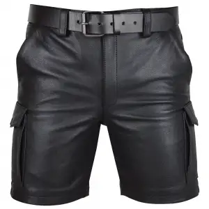 Leather Cargo Utility Shorts