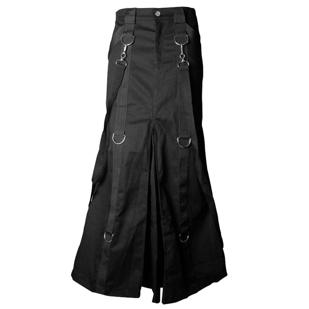 Gothic Black Denim Skirt For Mens 