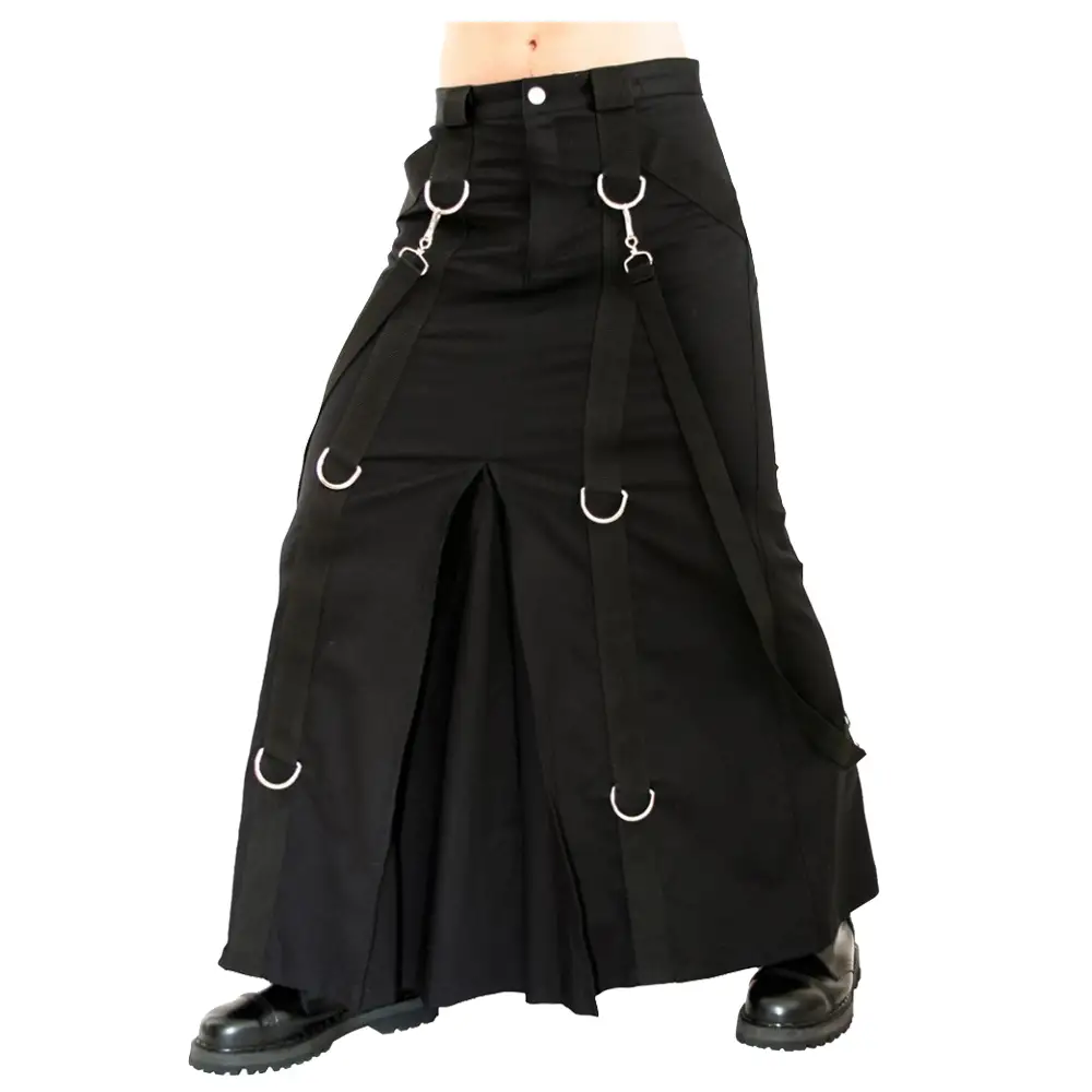 Black denim chain skirt for men Gothic Clothing