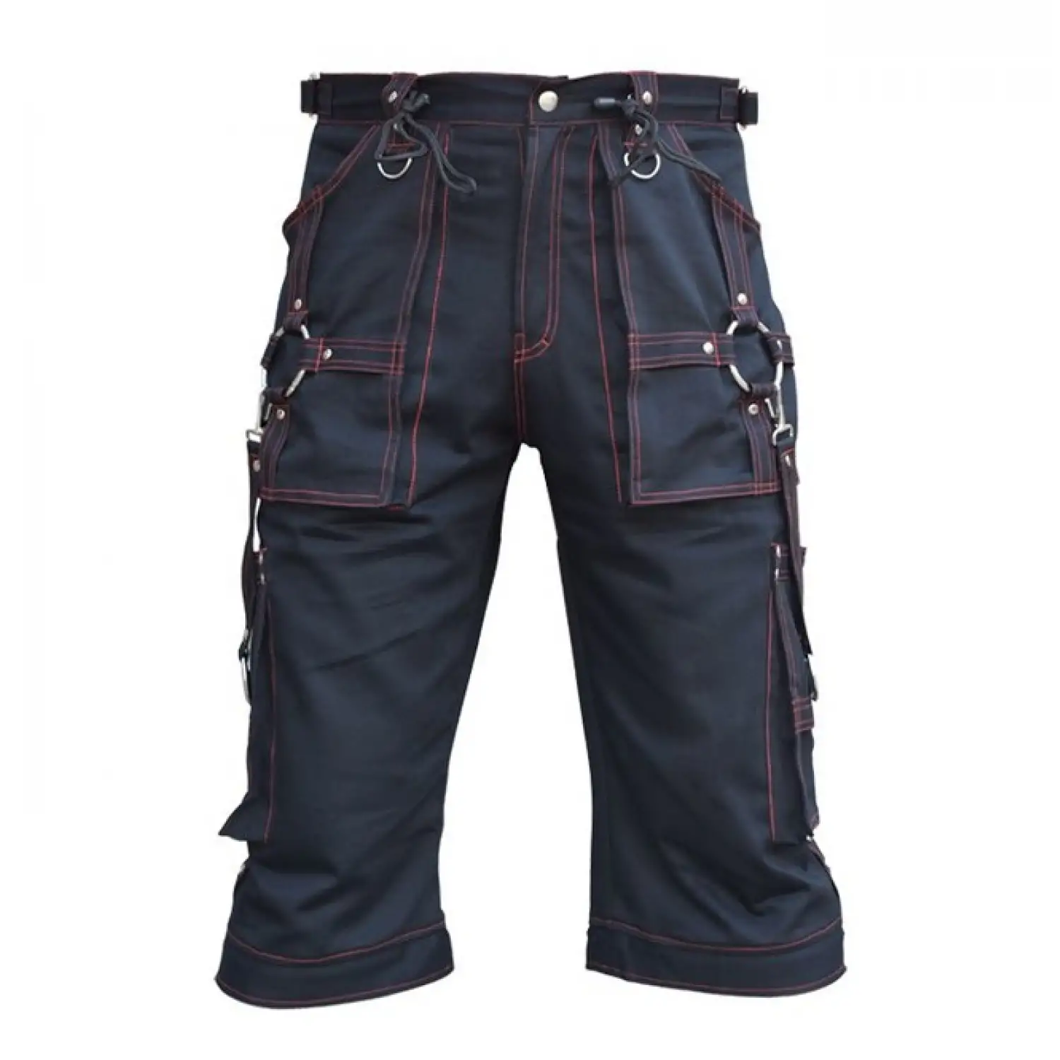 Men Gothic Bondage Red Thread Short