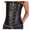 Women Goth Overbust Gothic Corset Front Lacing Iron Chain