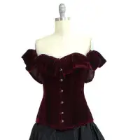 Women Steampunk Wine Roses Gothic Corset Steel Boned