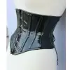 Black Vinyl Shine PVC Corset Steel Boned Underbust Hourglass Corsets