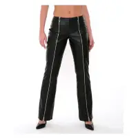 Low Rise Black Faux Leather Zipper Pants