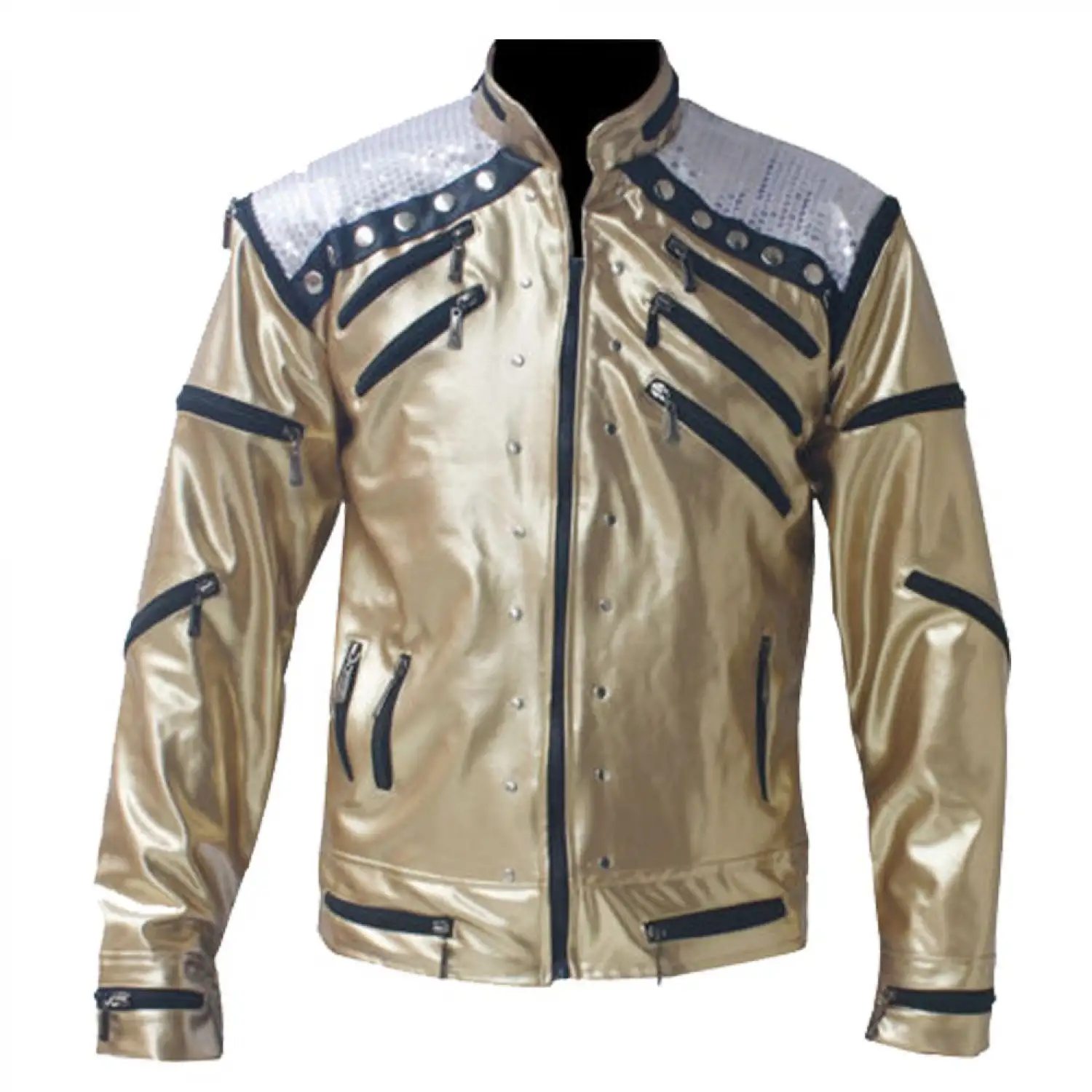 Men Gothic MJ Zipper Leather Jacket