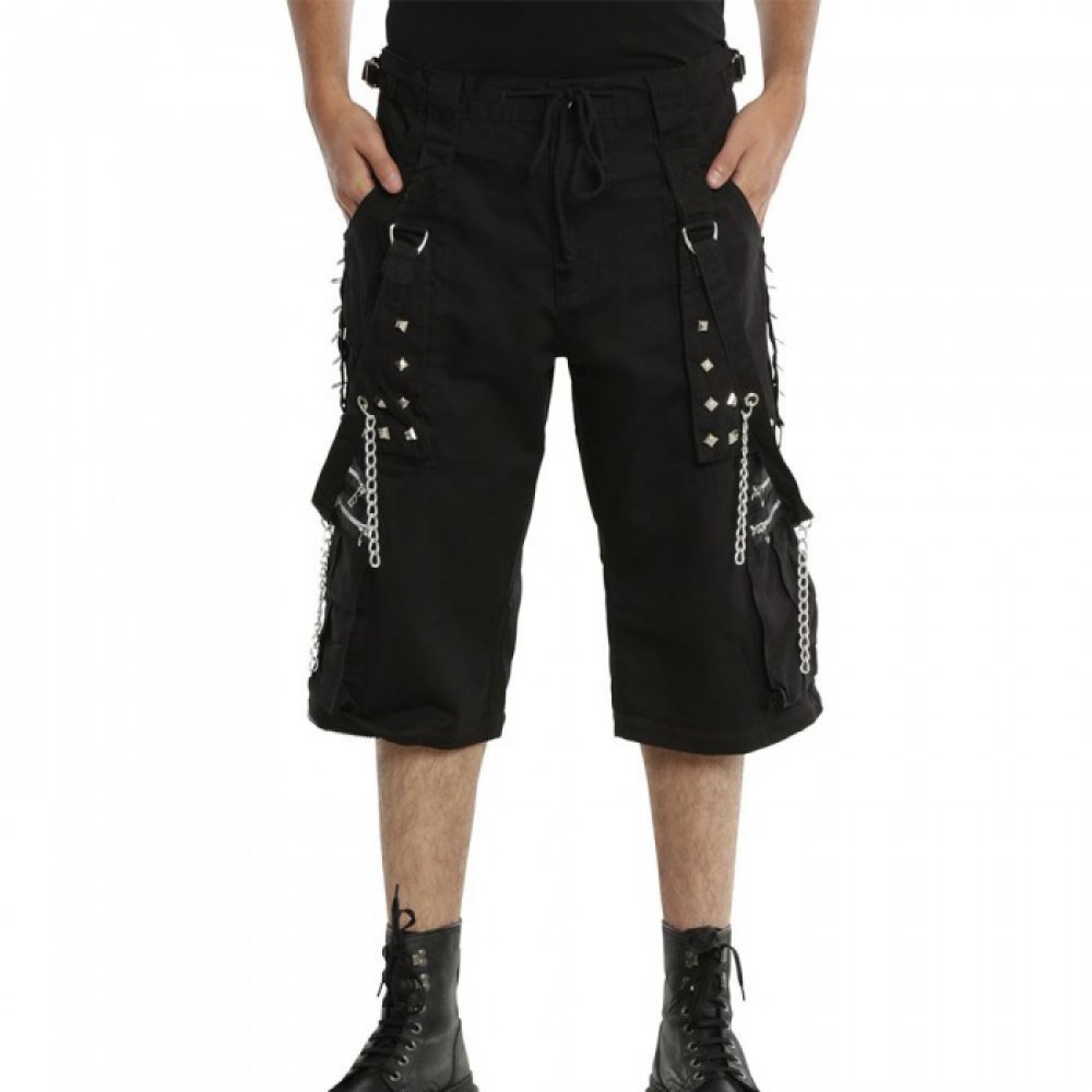 Men Gothic Black Chain Trouser Zip Off 