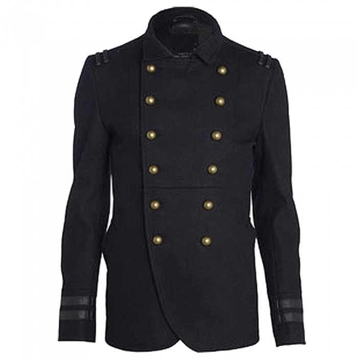 Gothic Clothing Military Style Men Officer Wool Coat