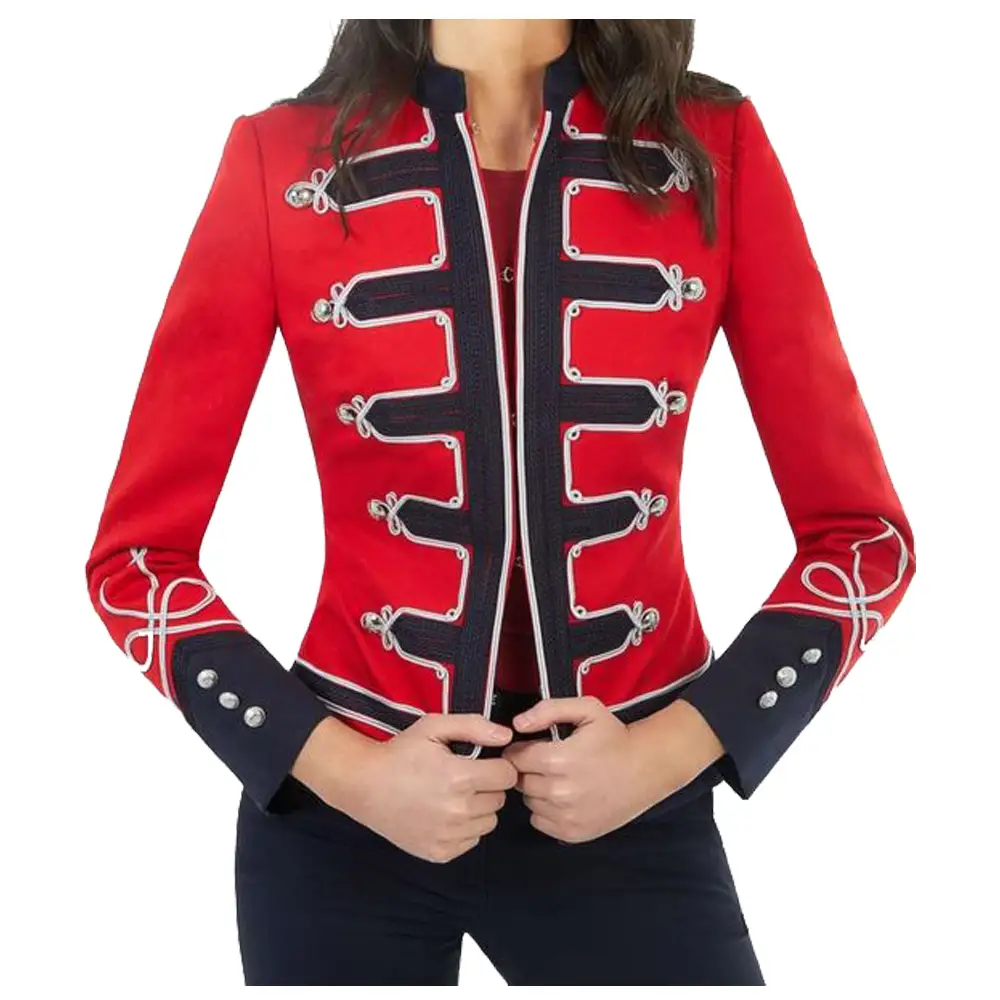 Women Gothic Military Officer Style Red Wool Jacket