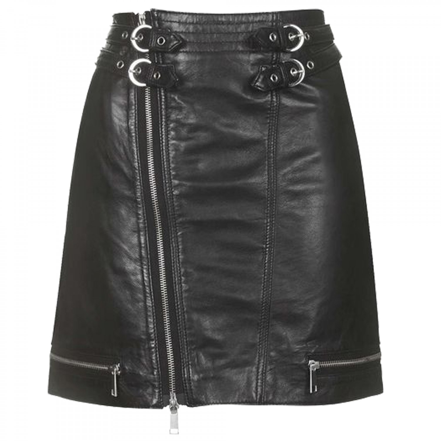 Ladies Black Genuine Leather Skirt Women Gothic Clothing