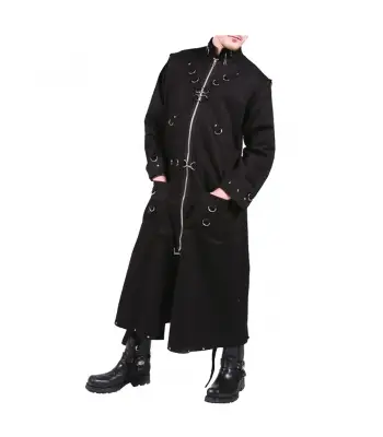 Gothic Long Black Trench Cotton Coat