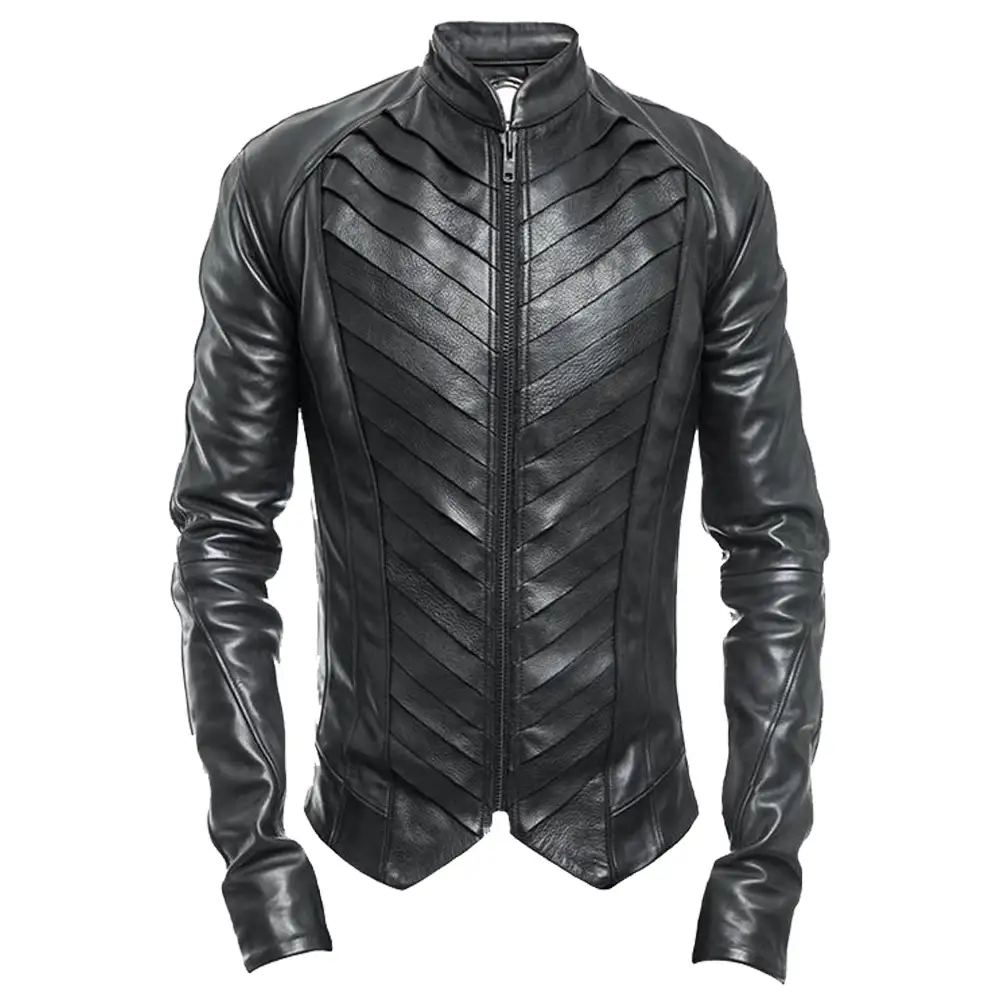 Men Genuine Black Leather Gothic Jacket Delusion Splice | Gothic Fashion Outfit