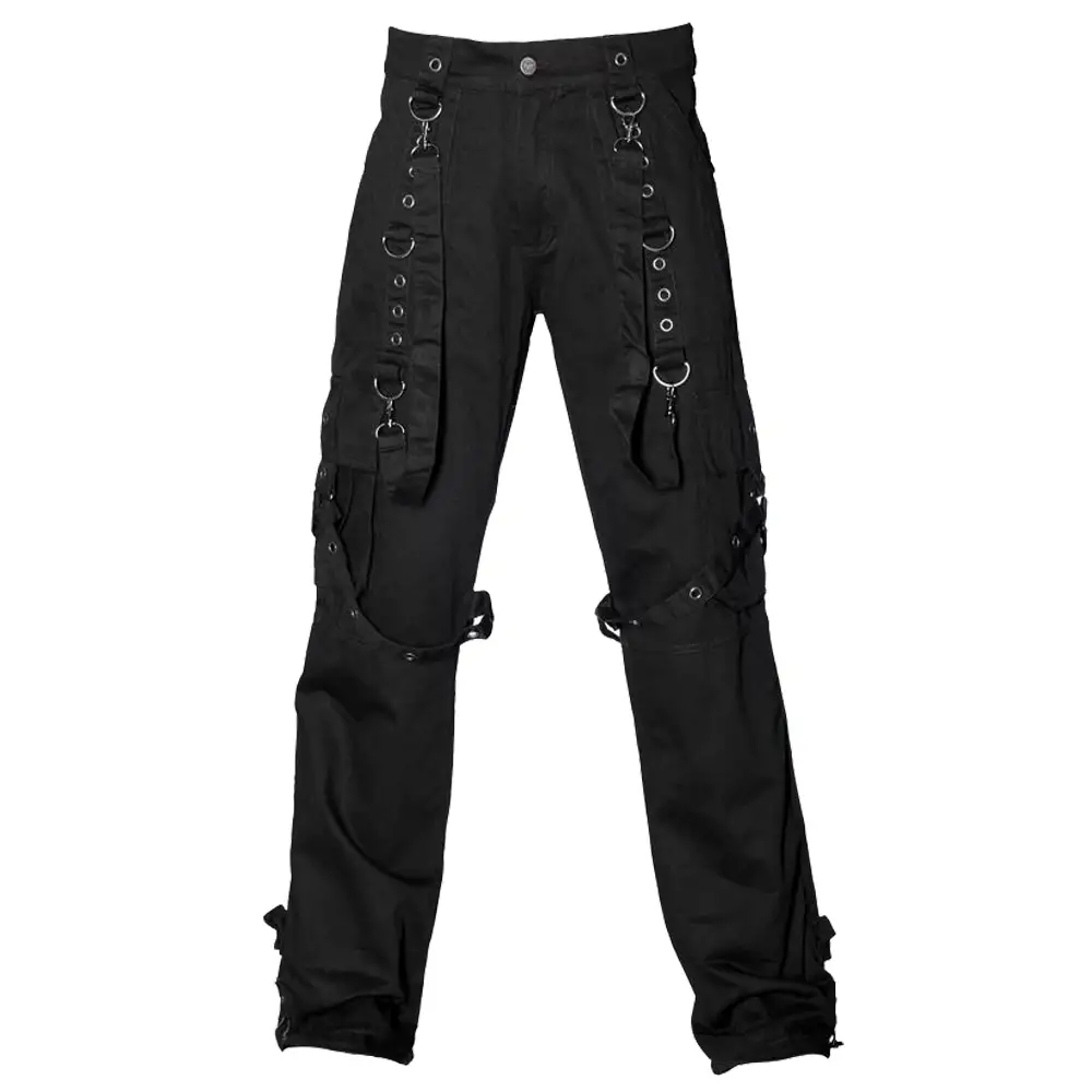 Men Gothic Black Buckle Cargo Pant | EMO Straps Trouser