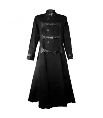 Gothic Long Black Trench Coat Mens