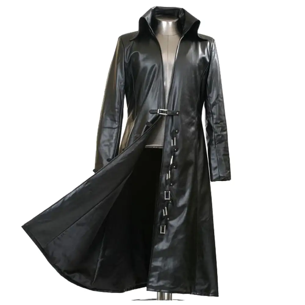 Vampire Black Faux Leather Coat | Victorian Men Long Coat