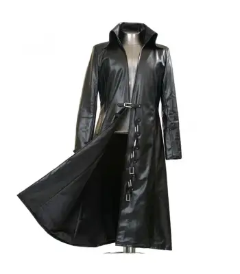 Vampire Black Faux Leather Coat | Victorian Men Long Coat