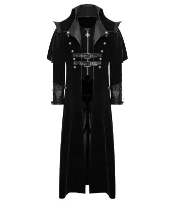 Mens Gothic Steampunk Coat VTG Highwayman Long Coat