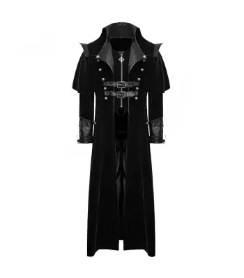 Mens Gothic Steampunk Coat VTG Highwayman Long Coat