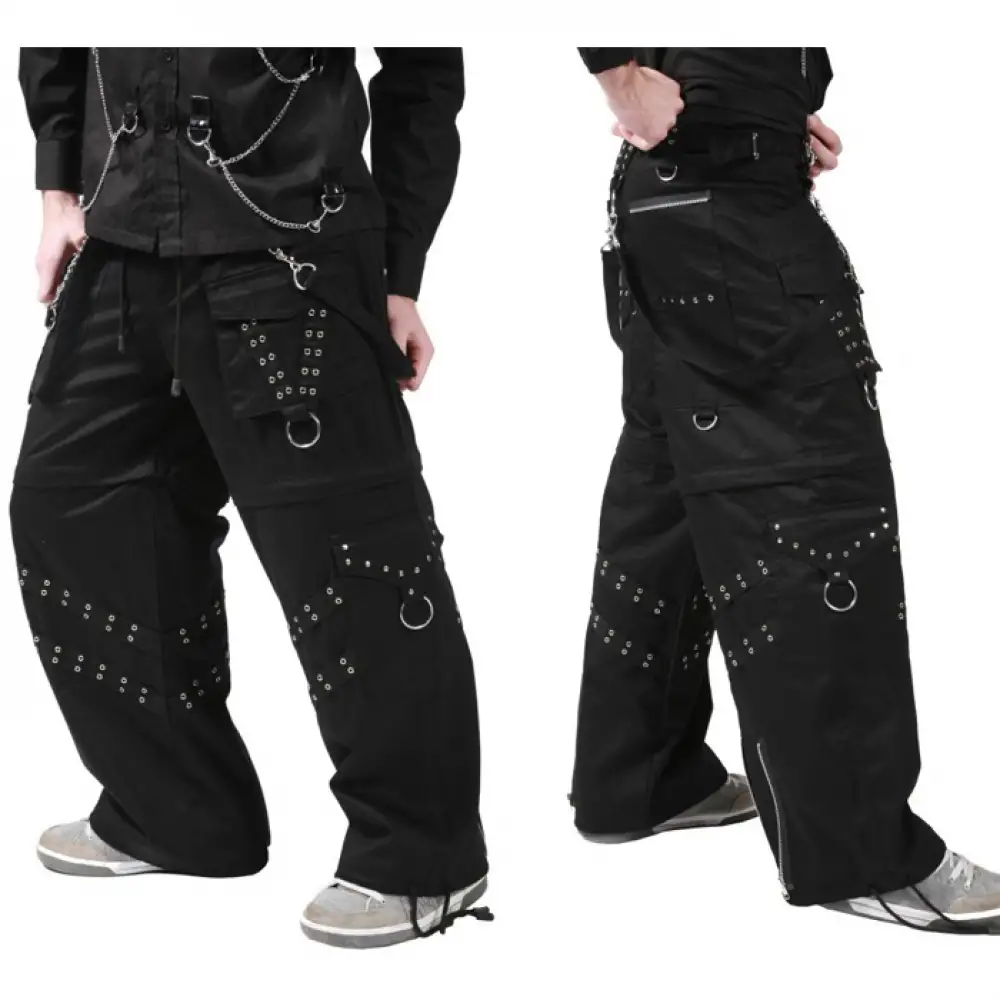 Men Gothic Fetish Cyber Cargo Trouser Alt Bondage Baggy Pants