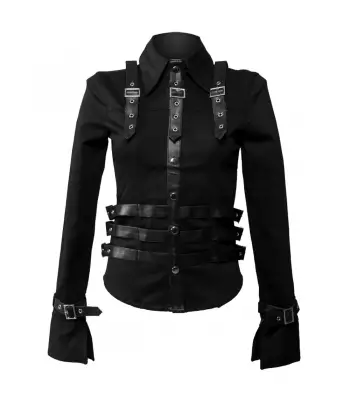 Women Gothic Belted Long Sleeve Party Jacket