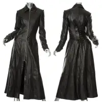Women Steampunk Matrix Long Leather Goth Coat